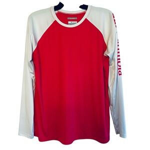 Columbia PFG Shirt Men XL Red White Performance Fishing Gear Outdoor Long Sleeve
